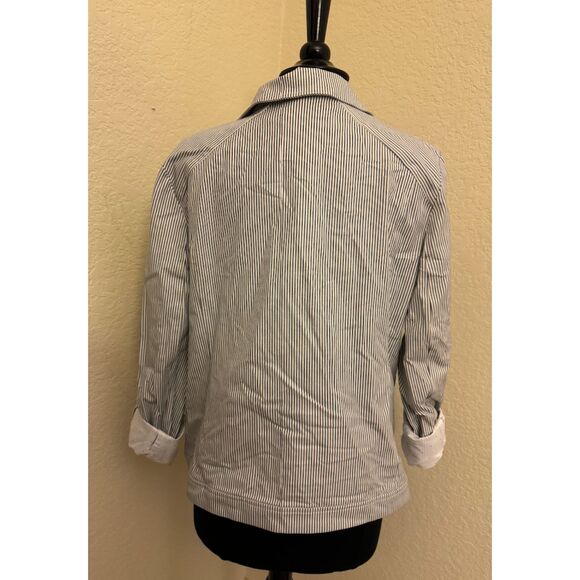 Chico's Fully Lined Snap Striped Jacket - Sz 2 (12/14) - Picture 3 of 15